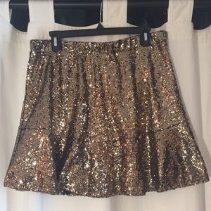Gold sequin skater skirt
